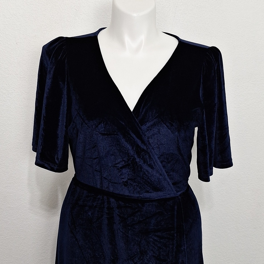 Baltic Born Navy Blue Meghan Velvet Whimsigoth Witchy Wrap Maxi Dress Size XXXL - Picture 3 of 14